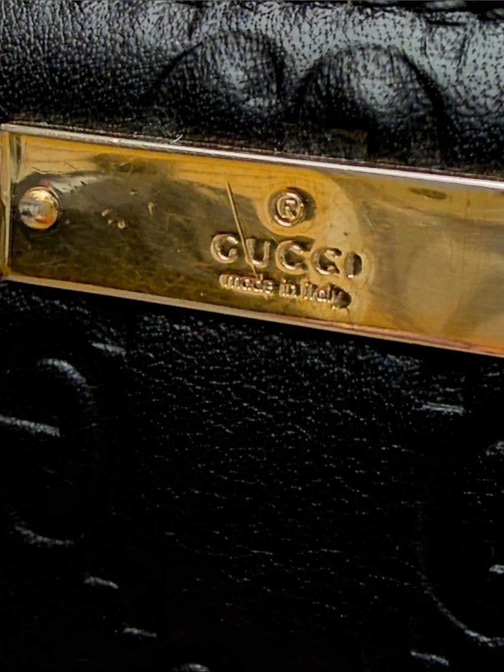 Gucci Black Embossed GG Leather Zip Wallet with Gold Plaque BEAUTIFUL
